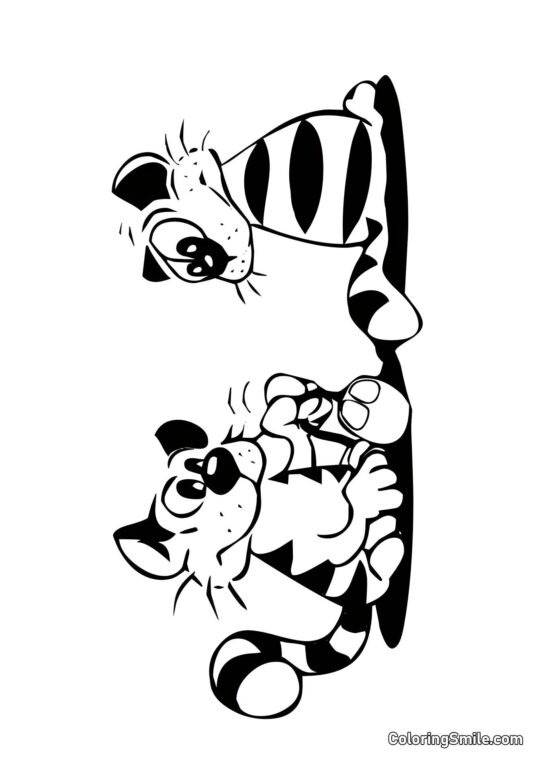 Pruhovaná koťata - Omalovánka