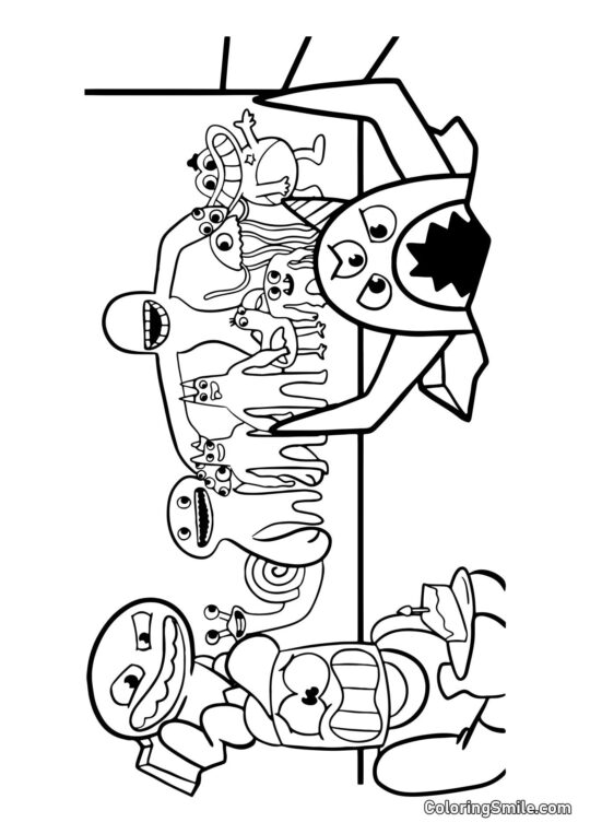 Hrdinové Banban a hráč s dortem - Omalovánka