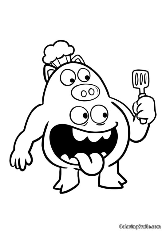 Kuchař Pigster z Banban školky - Omalovánka