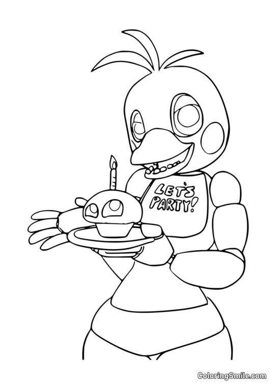 Chica s Cupcakem - Omalovánka