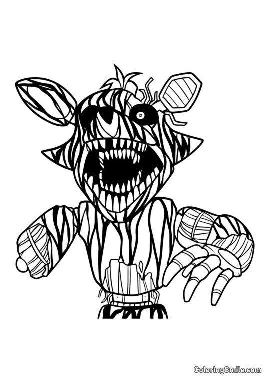 Fantom Foxy z FNAF - Omalovánka