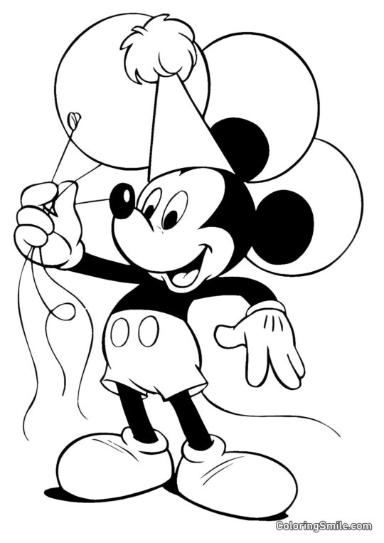 Mickey Mouse s balónky - Omalovánka