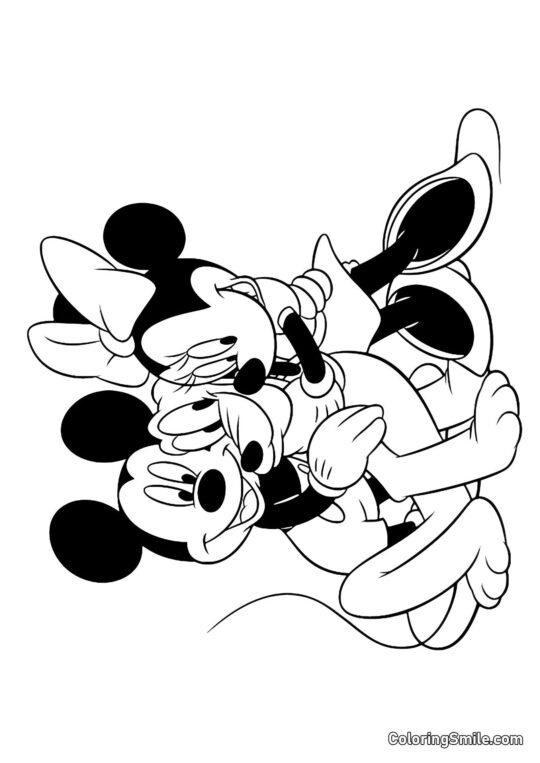 Mickey, Minnie a Pluto - Omalovánka