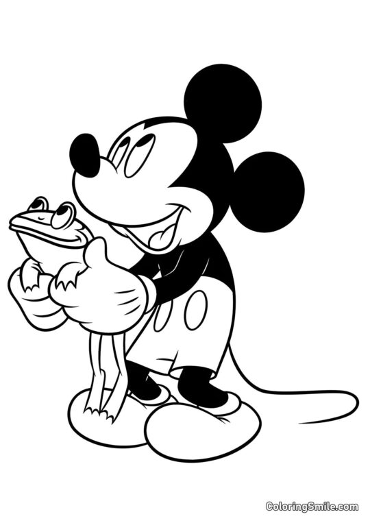 Mickey Mouse s žábou - Omalovánka