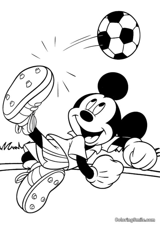 Mickey Mouse hraje fotbal - Omalovánka