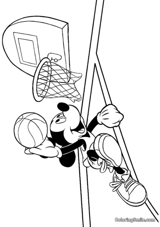 Mickey Mouse hraje basketbal - Omalovánka