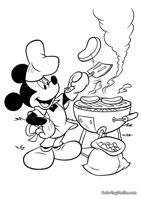 Mickey Mouse a barbecue - Omalovánka