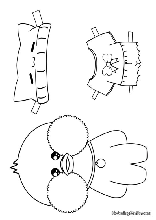 Lalafanfan v oblečení (top, sukně a klobouk) Lalafanfan v oblečení (top, sukně a klobouk) - Omalovánka