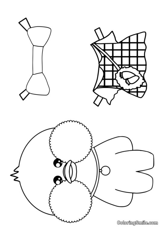 Lalafanfan v oblečení (šaty a mašle) Lalafanfan v oblečení (šaty a mašle) - Omalovánka