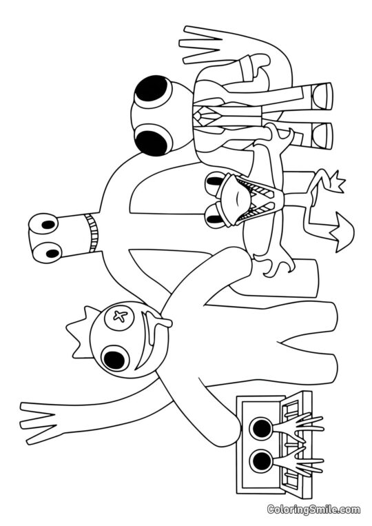 Rainbow Friends všichni dohromady - Omalovánka