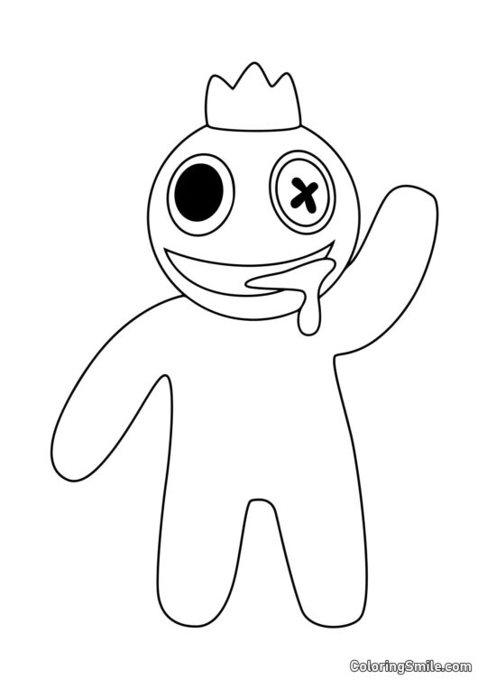 Modrý z Rainbow Friends salutuje - Omalovánka