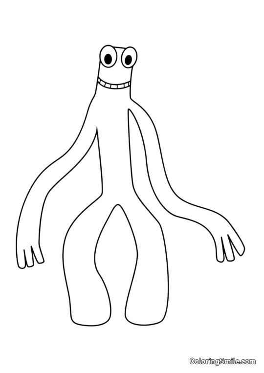 Usměvavý zelený z Rainbow Friends - Omalovánka