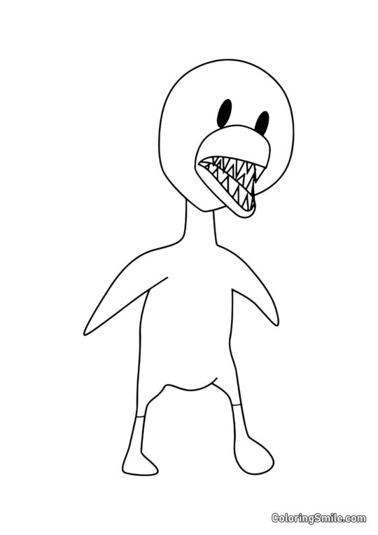 Žluté kuře z Rainbow Friends - Omalovánka