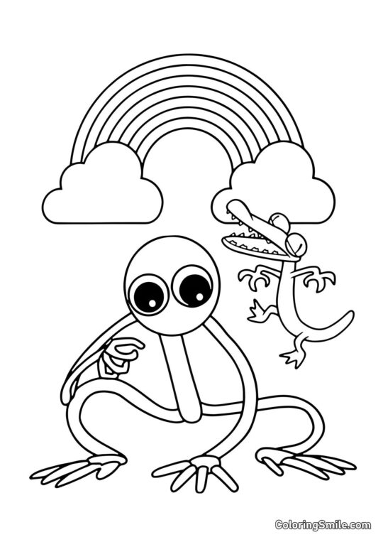 Fialový a oranžový z Rainbow Friends - Omalovánka