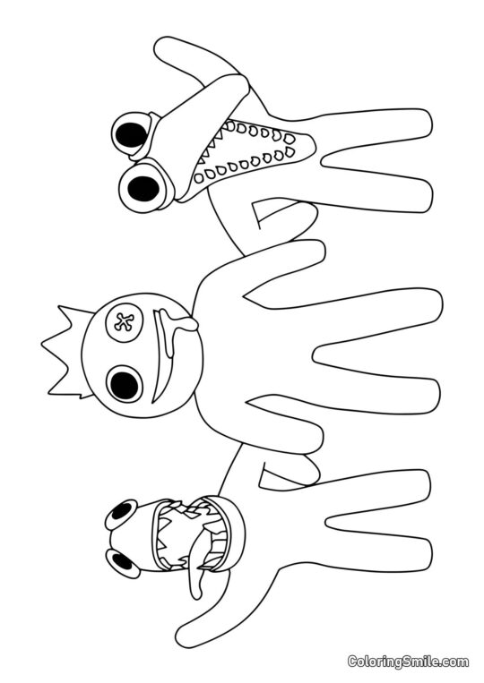 Modrý, zelený a oranžový mávají - Omalovánka