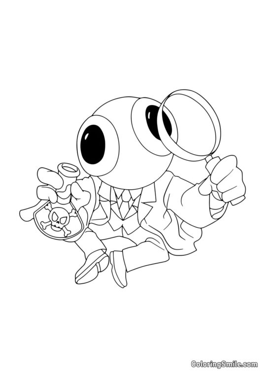 Duhová s jedem a zvětšovákem - Omalovánka