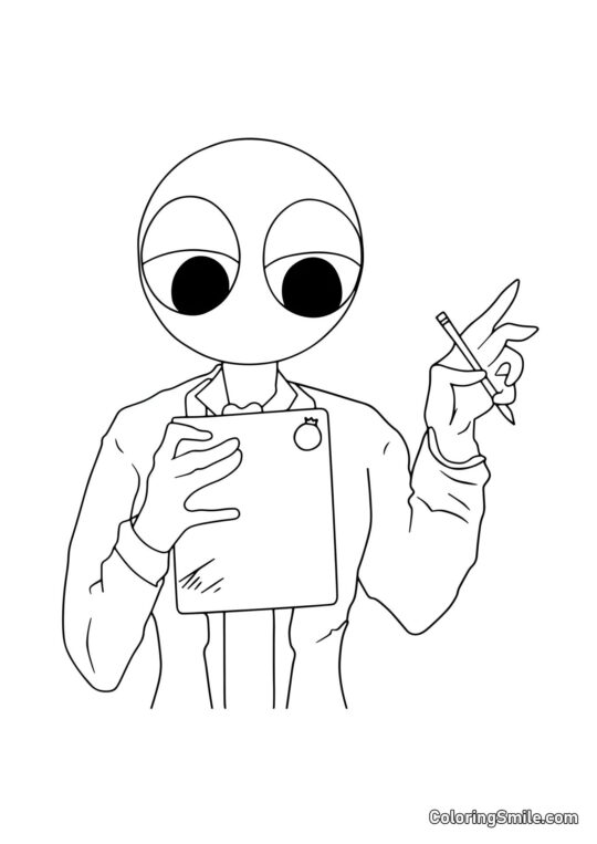 Červený s tužkou - Omalovánka