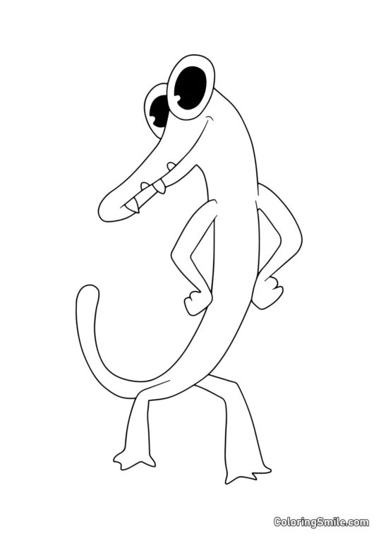 Oranžový ještěr z Rainbow Friends - Omalovánka