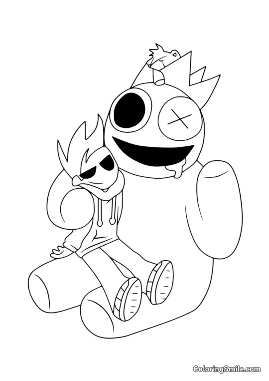 Modrý relaxuje s hráčem - Omalovánka