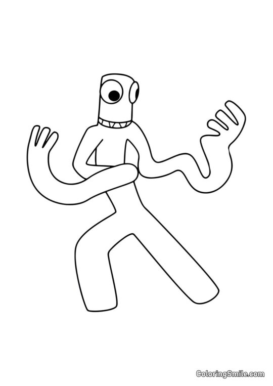 Zelený s dlouhýma rukama - Omalovánka