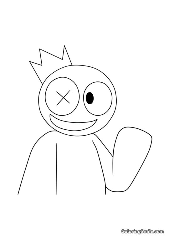 Roztomilý modrý duhový kamarád - Omalovánka