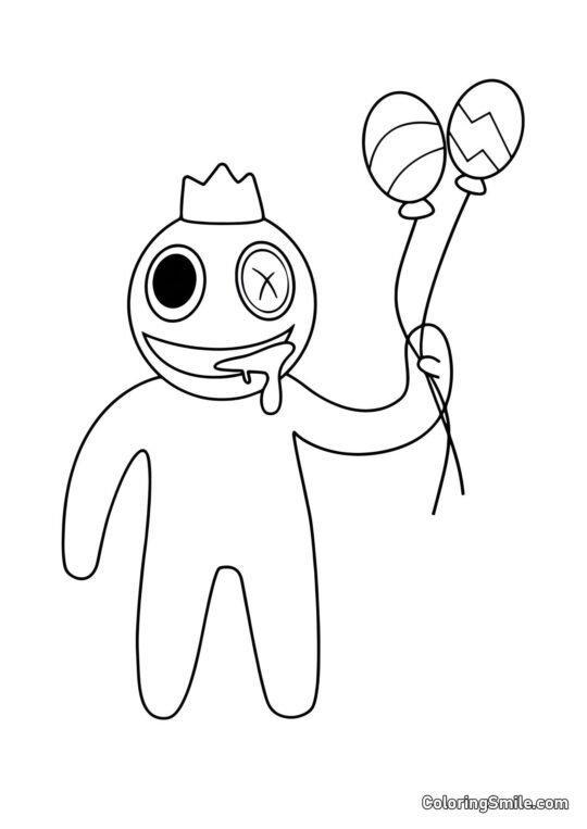 Modrý s balónky - Omalovánka