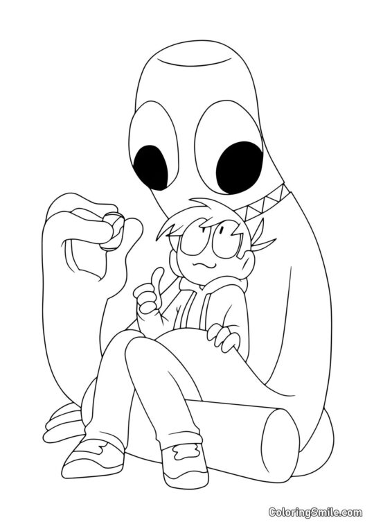 Hráč krmí zeleného - Omalovánka