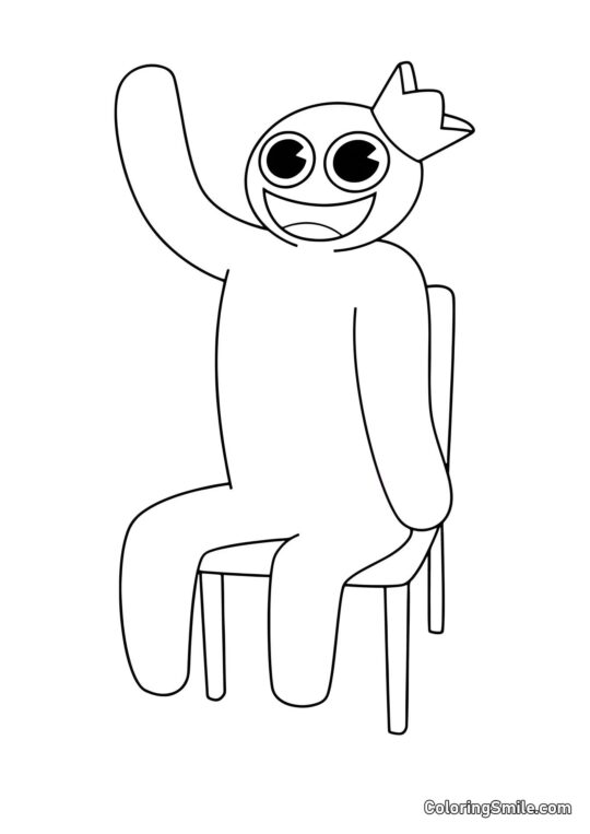 Modrý sedí na židli - Omalovánka