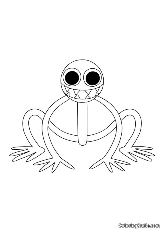 Fialový ukazuje zuby - Omalovánka