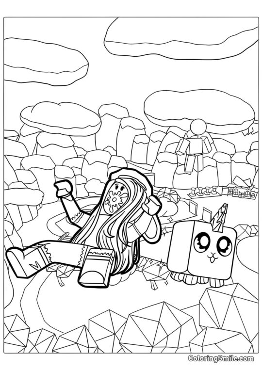 Roblox Dívčí Kůže s Jednorožcem Roblox Dívčí Kůže s Jednorožcem - Omalovánka