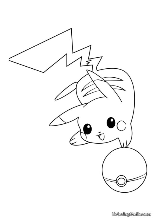 Pikachu a Pokeball - Omalovánka