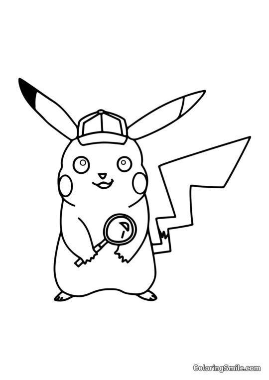 Pikachu v detektivním kostýmu - Omalovánka