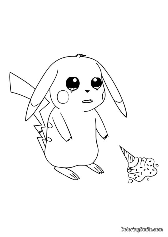 Pikachu spadl zmrzlinu - Omalovánka