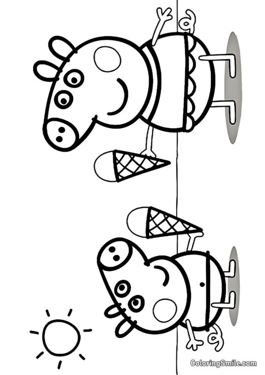 Peppa a George s Zmrzlinou - Omalovánka