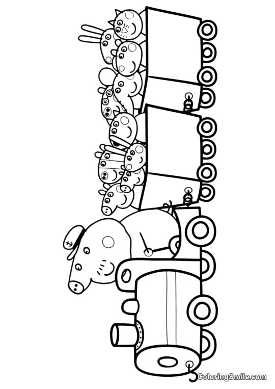 Dědeček Prasátko a Vlak - Omalovánka