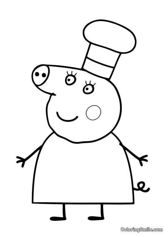 Máma Prasátko v Kuchařské Čepici - Omalovánka