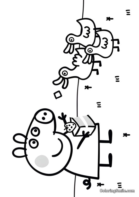 Peppa a Koláč - Omalovánka