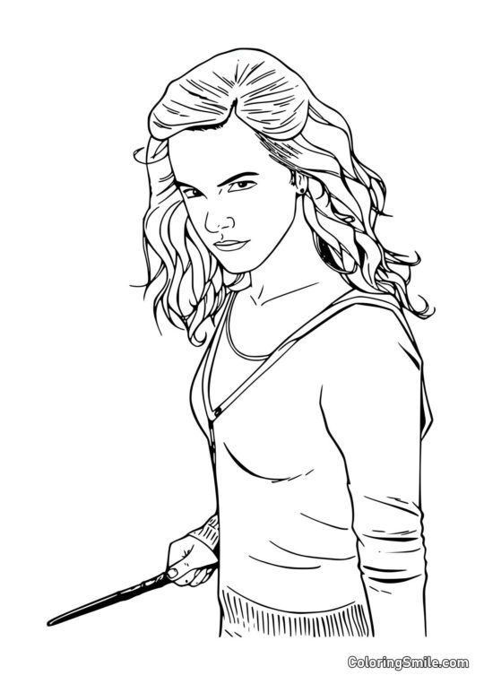 Hermiona připravující se kouzlit - Omalovánka