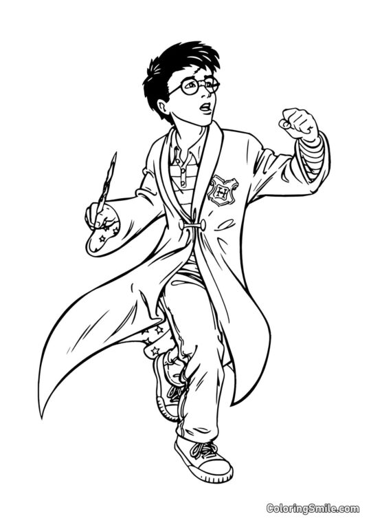 Kreslený Harry připravující se do boje - Omalovánka