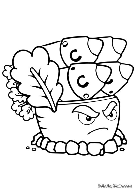 Raketa mrkev z Plants vs. Zombies - Omalovánka