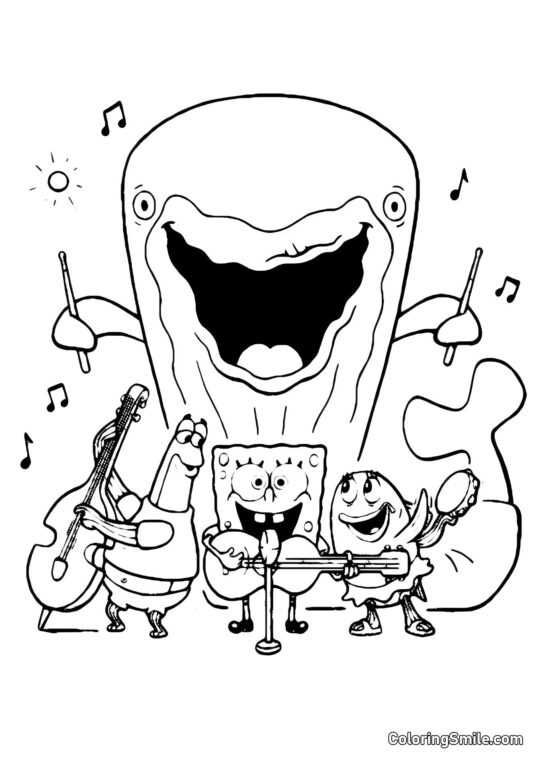 SpongeBob skáče - Omalovánka