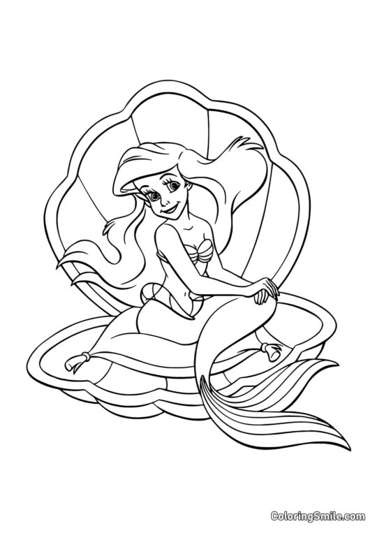 Mořská víla v mušli - Omalovánka