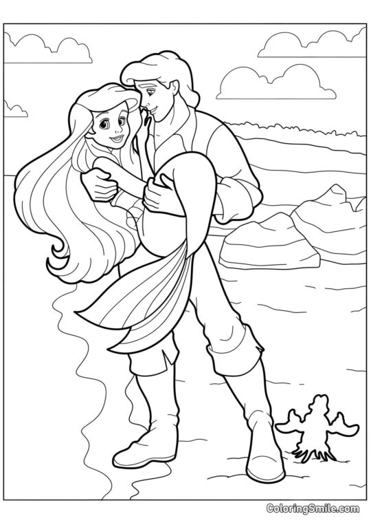 Ariel v náručí prince - Omalovánka