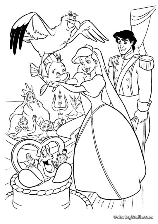 Mořská víla Ariel - Omalovánka