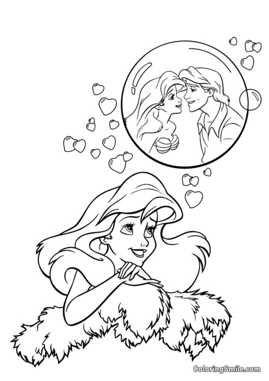 Ariel snící o Ericovi - Omalovánka