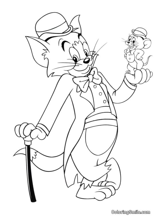 Gentleman Tom s Jerrym v Rukou - Omalovánka