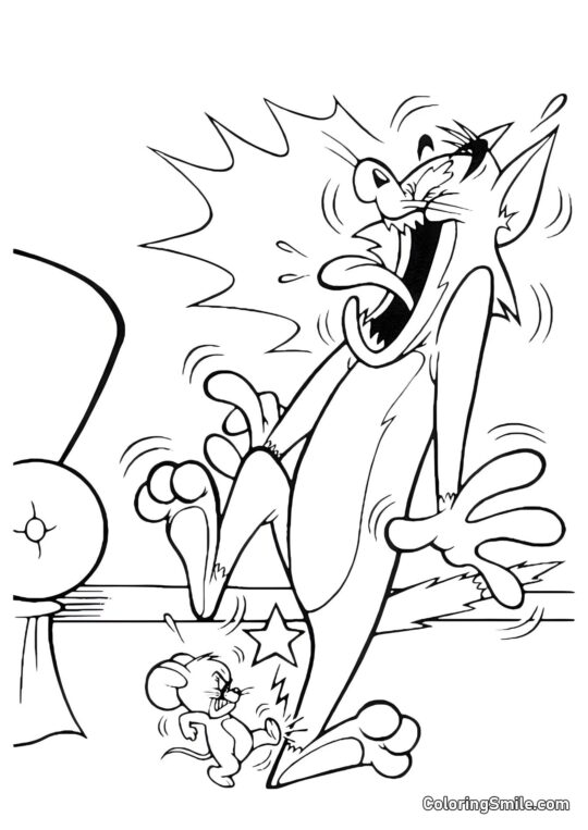 Jerry Šlápl na Tomovu Nohu - Omalovánka