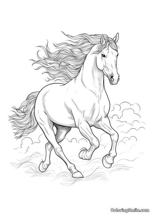 Hřebec s krásnou hřívou - Omalovánka