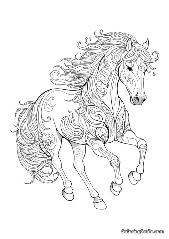 Umělecká terapie s koněm a krásnými vzory - Omalovánka