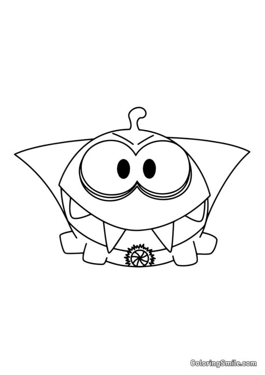 Om Nom Dracula na Halloween - Omalovánka